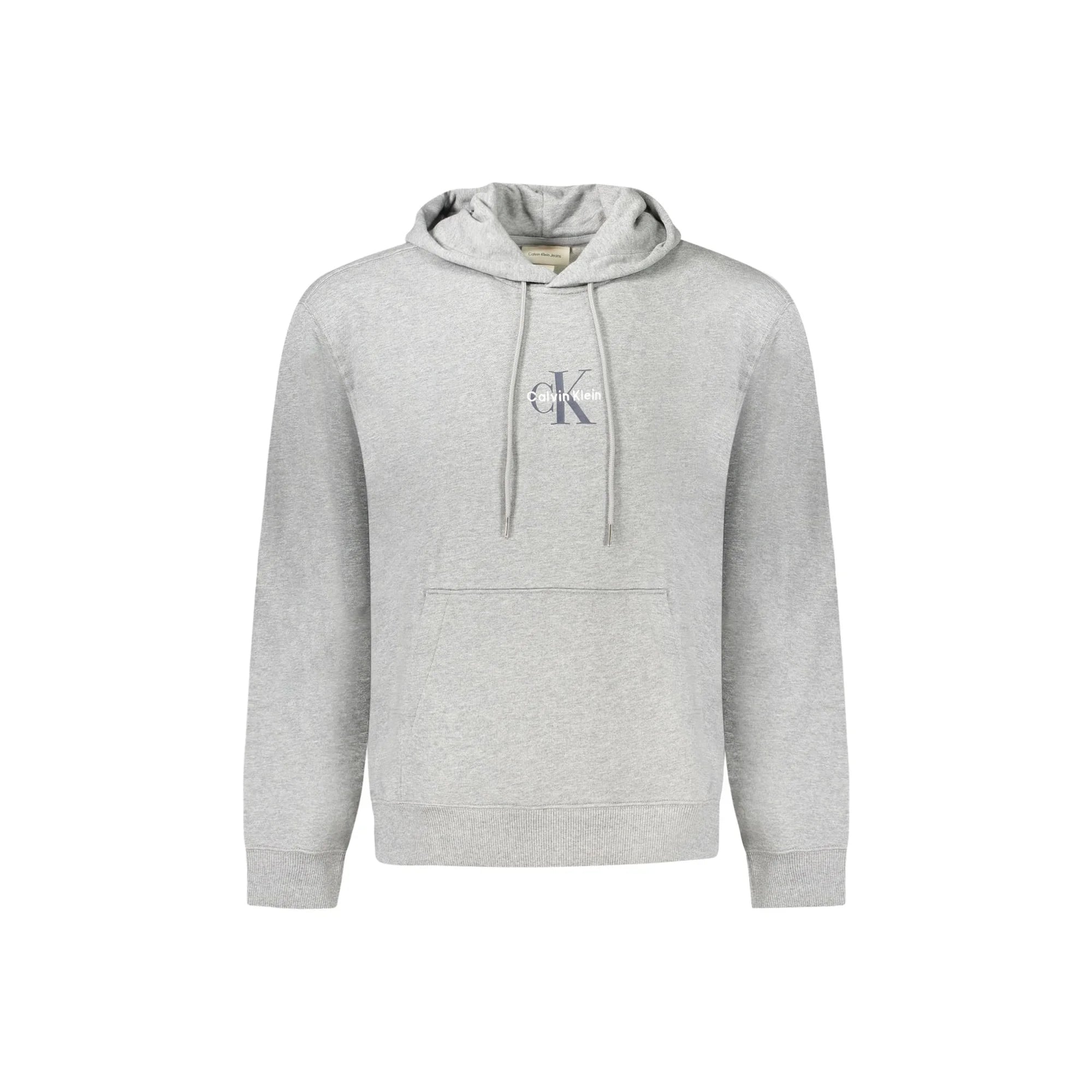 Calvin Klein Felpa Uomo Grigia Cappuccio Garzata Tascone Ricamo Felpe Grigio - foto prodotto